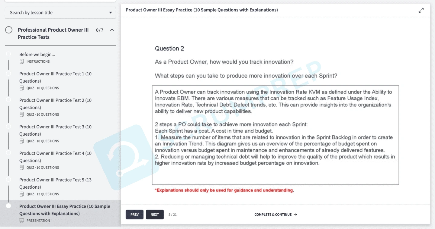 PSPO III Essay Explanation