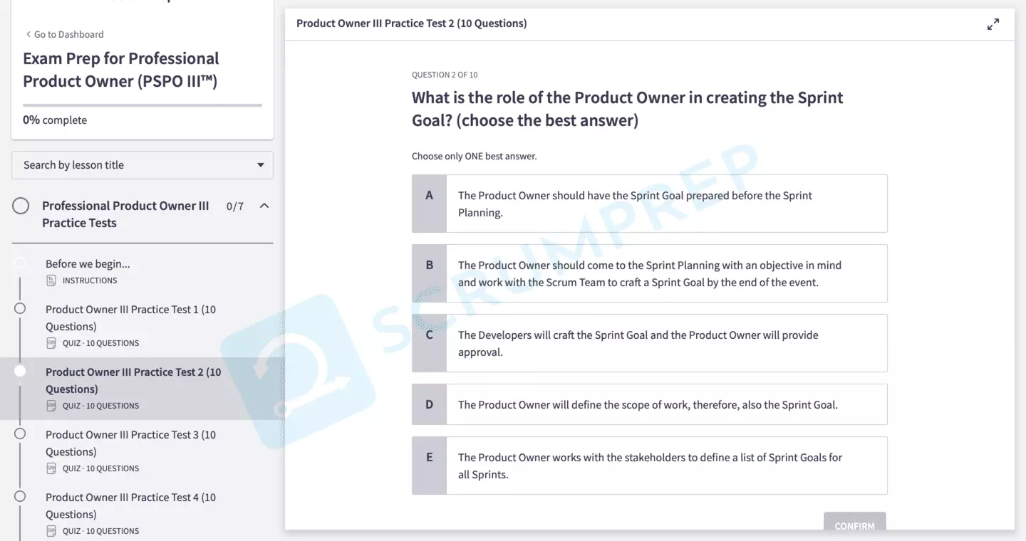 PSPO III Quiz Question 2