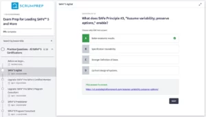 SAFe (SA) Practice Test Screenshot 01