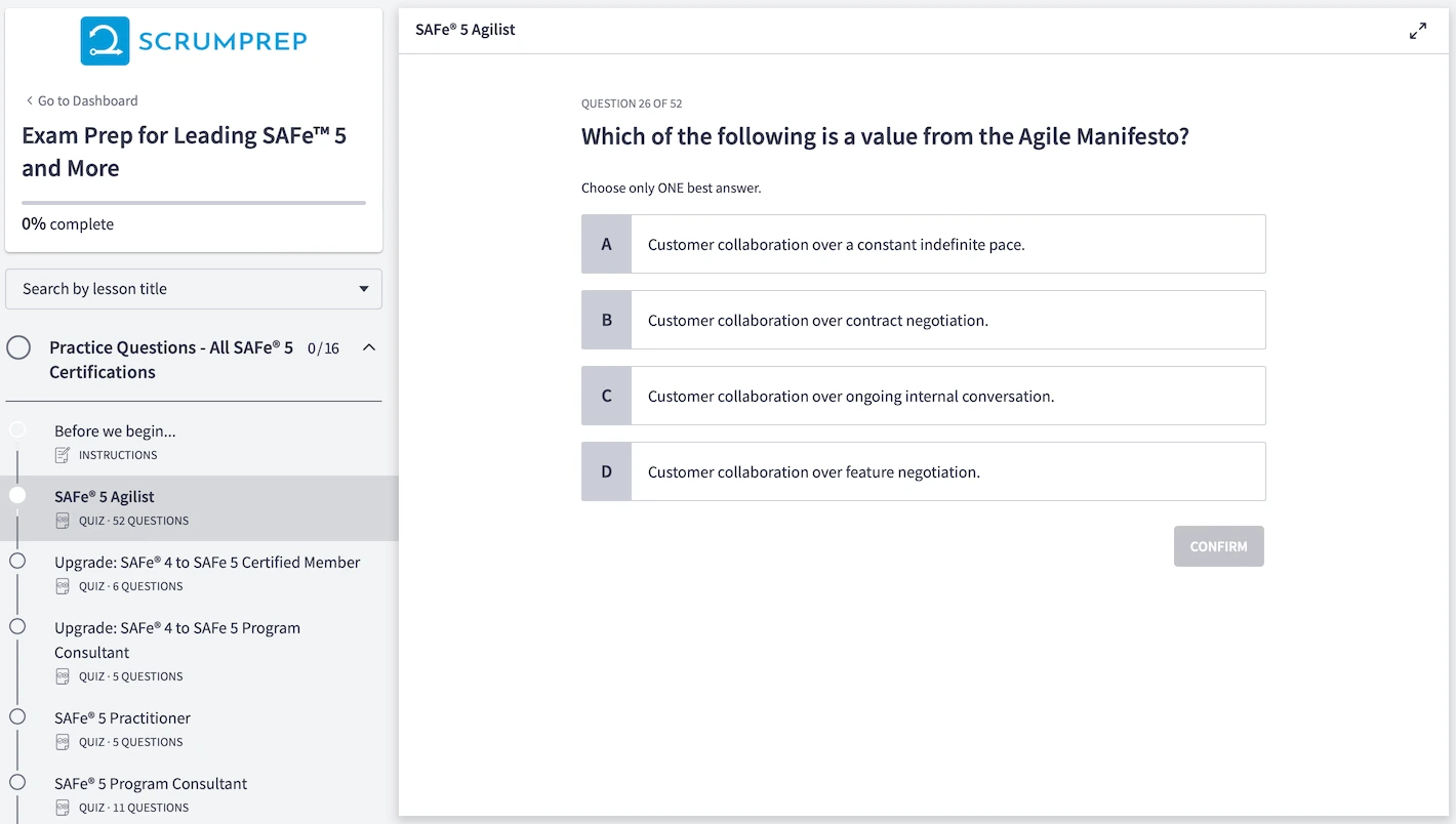 SAFe (SA) Practice Test Screenshot 04