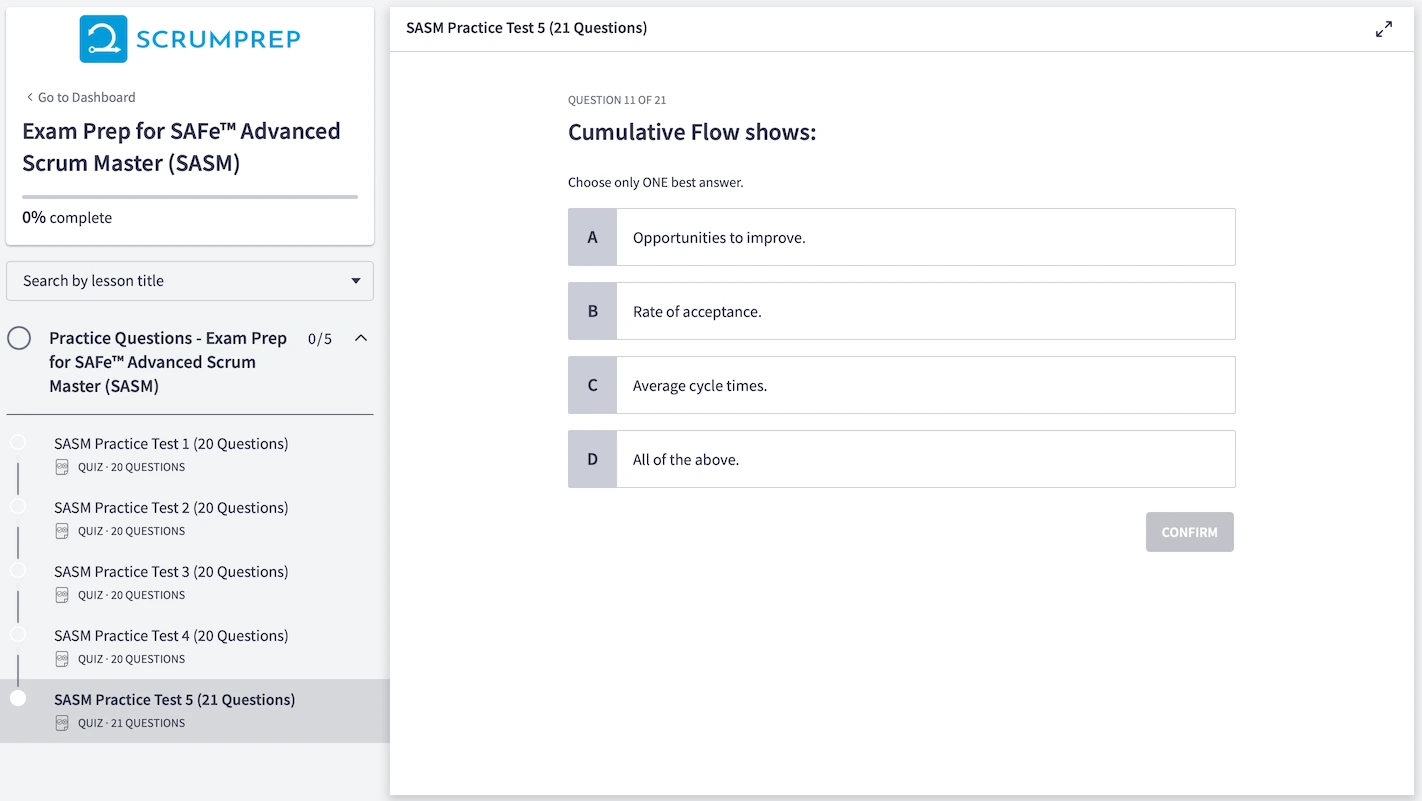 SAFe (SASM) Practice Test Screenshot 03
