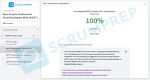 PSFS Practice Test Screenshot Completed