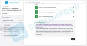 PSFS Practice Test Screenshot 12b