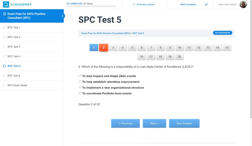 SPC Practice Question - ScrumPrep