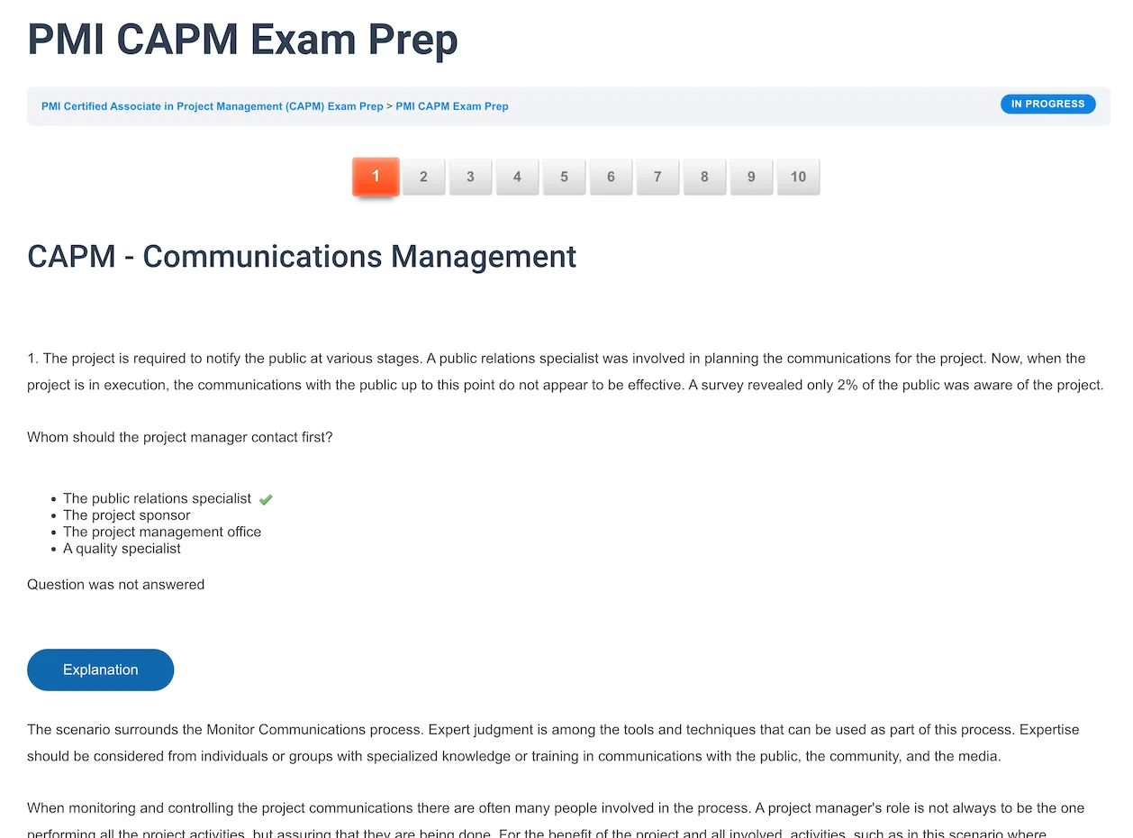 CAPM Test Question - ScrumPrep