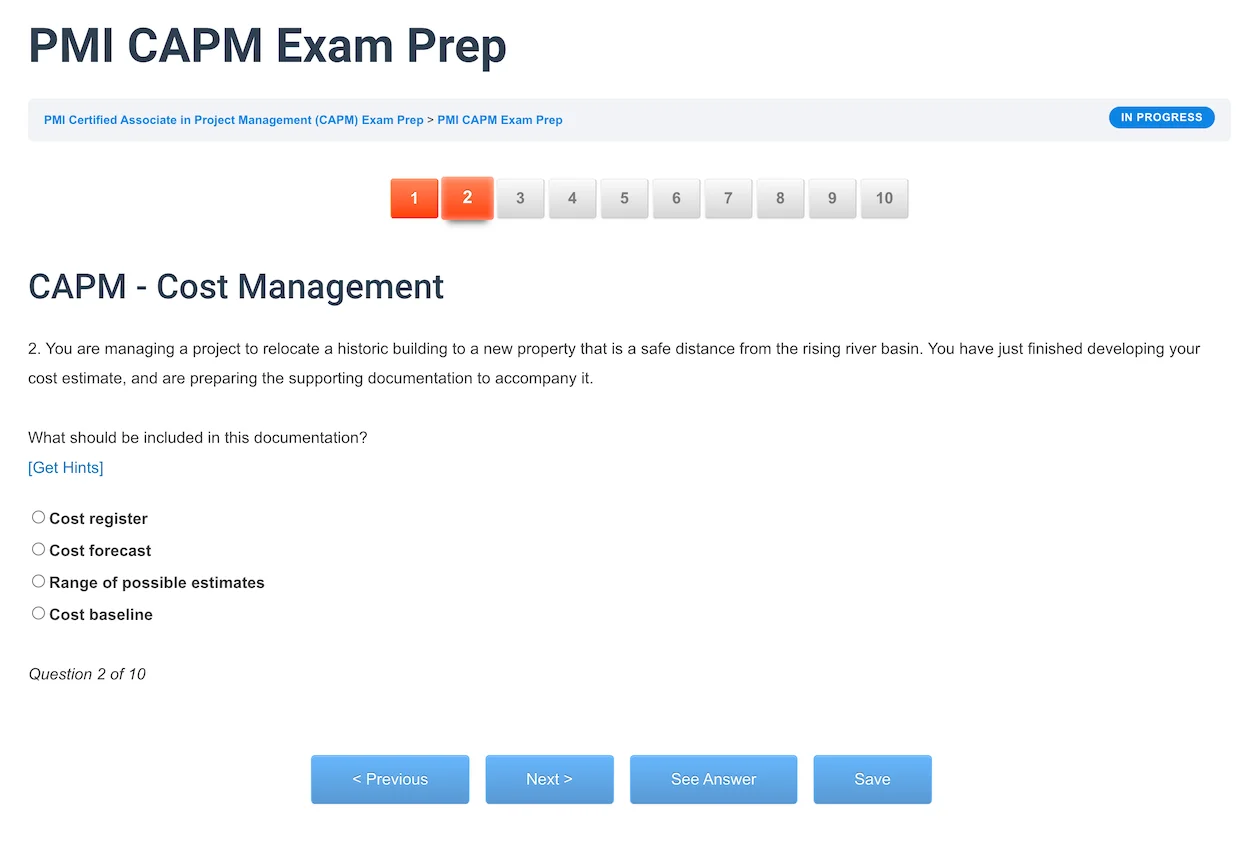 CAPM Test Question - ScrumPrep