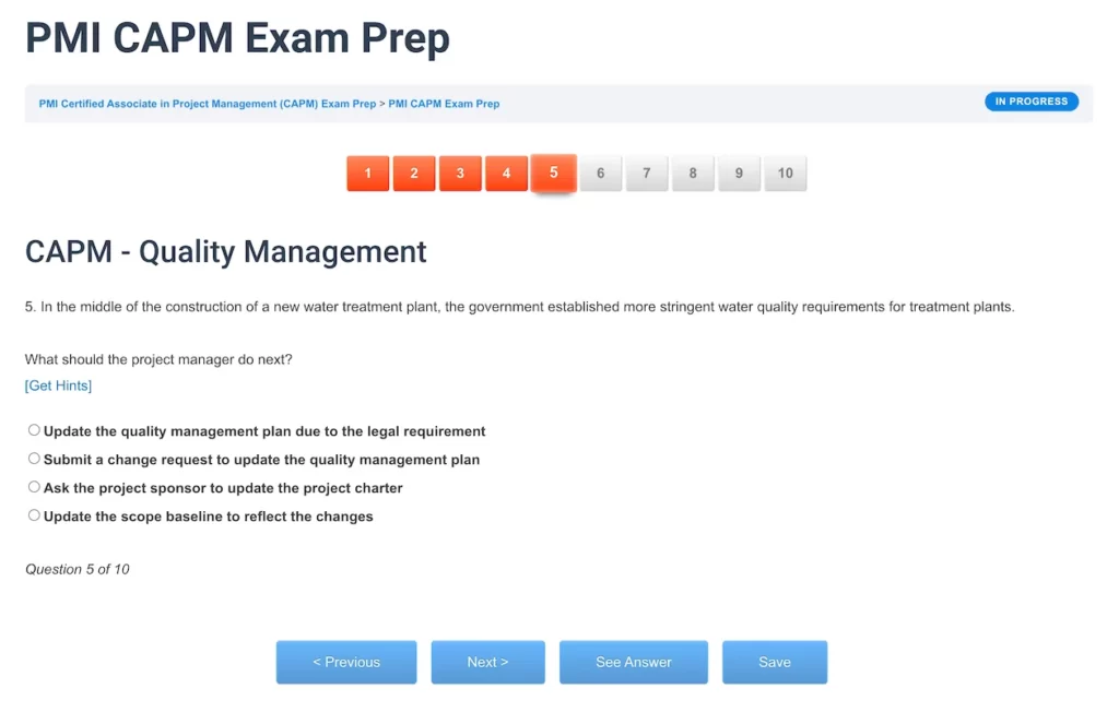 CAPM Test Question - ScrumPrep