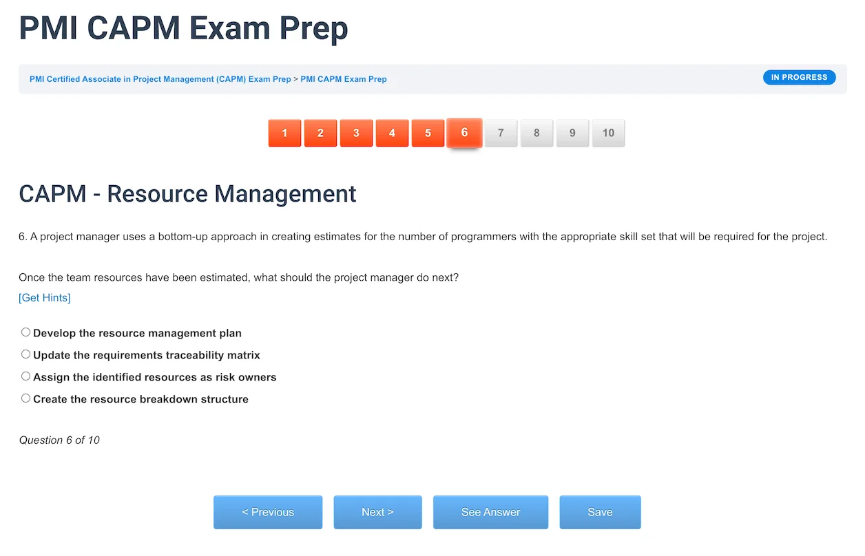 CAPM Test Question - ScrumPrep