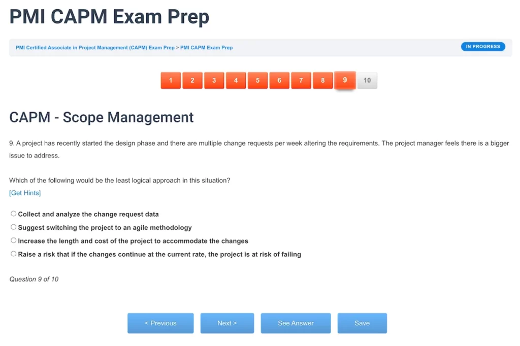 CAPM Test Question - ScrumPrep