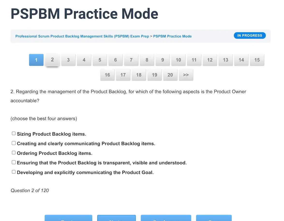PSPBM Practice Question - ScrumPrep