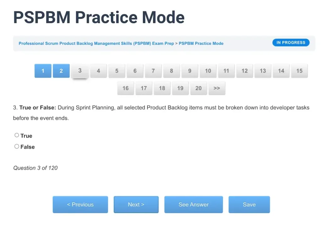 PSPBM Practice Question - ScrumPrep