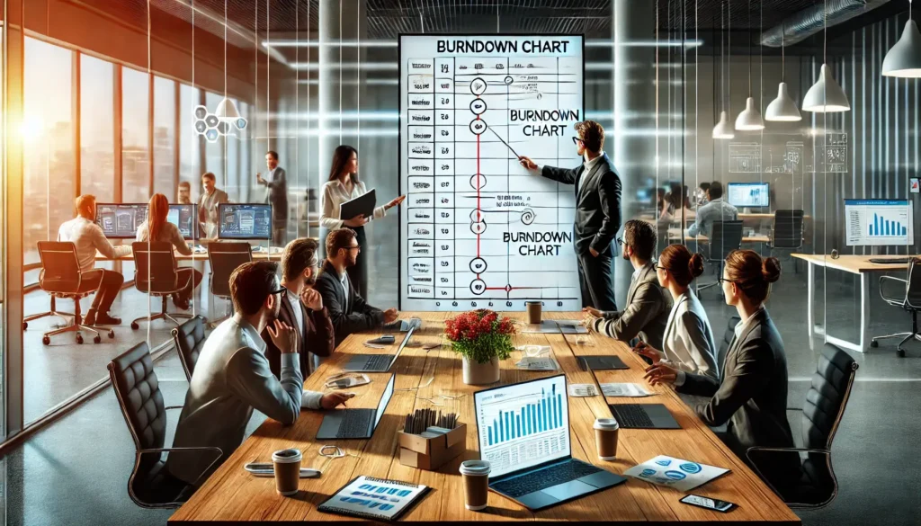 If burndown charts are used to visualize progress, what do they track