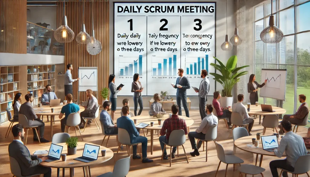 The Daily Scrum is an event that happens every day. What would be three key concerns if the frequency were to be lowered to every two or three days