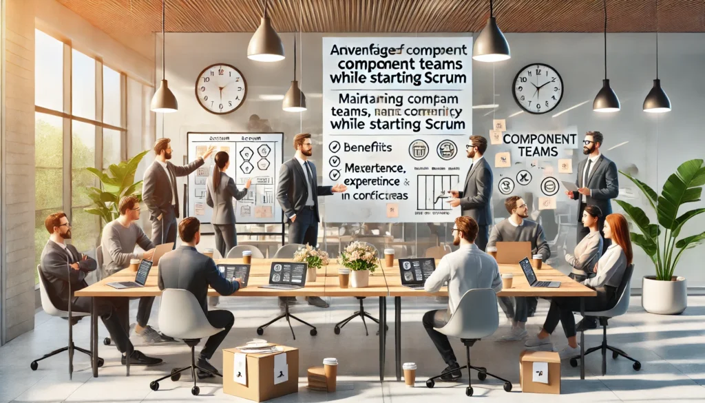 What are the advantages of keeping component teams while starting Scrum