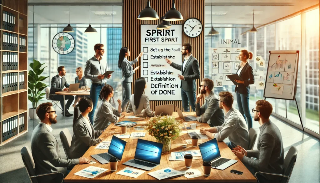 Which two things should the Scrum Team do during the first Sprint