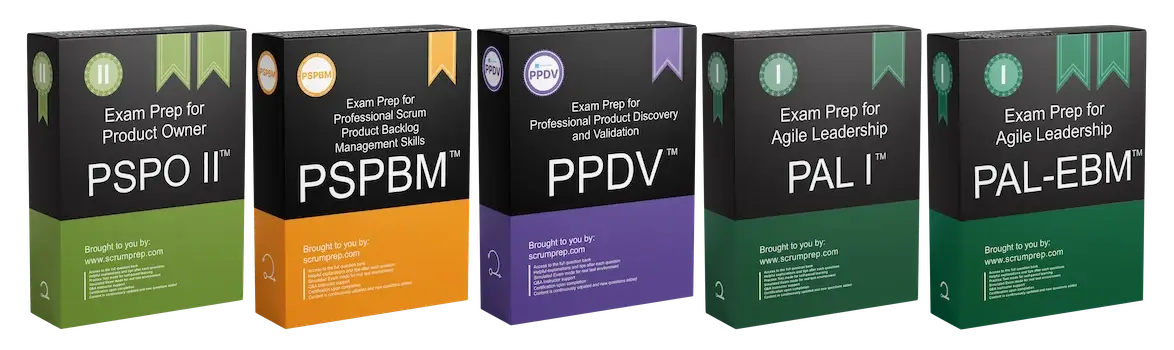 PSPO II, PSPBM, PPDV, PAL I, PAL-EBM practice exams