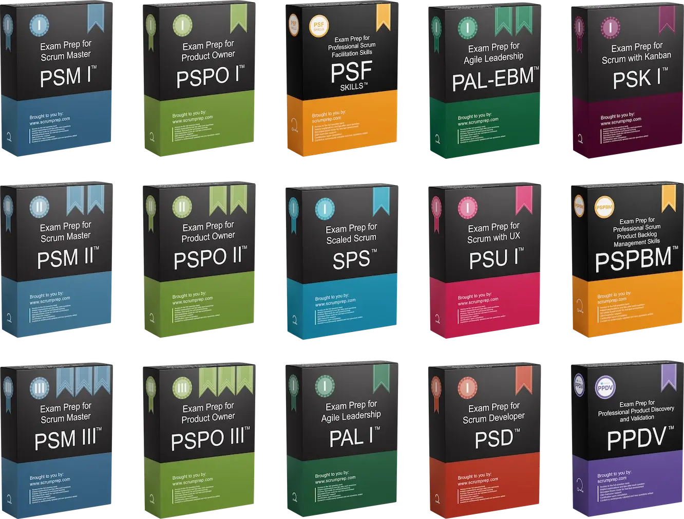 PSM I/II/III, PSPO I/II/III, SPS, PSU I, PSD, PSK I, PAL I, PAL-EBM, PSF Skills, PSPBM, PPDV Practice Tests