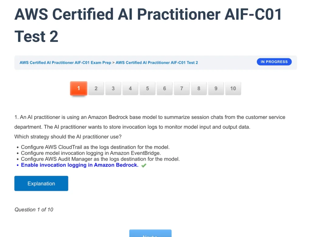 AWS Certified AI Practitioner AIF-C01 Test 2-3
