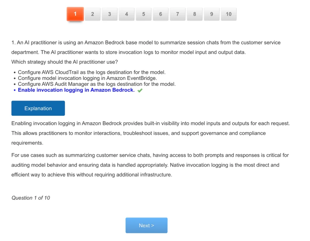 AWS Certified AI Practitioner AIF-C01 Test 2-4