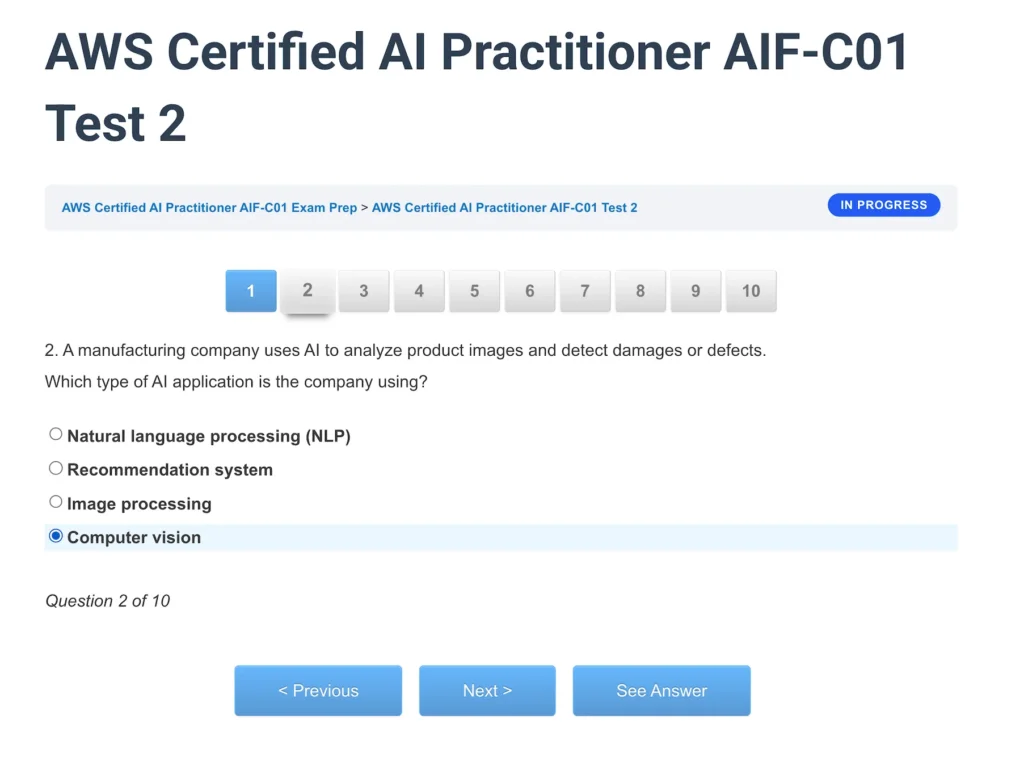 AWS Certified AI Practitioner AIF-C01 Test 2-5